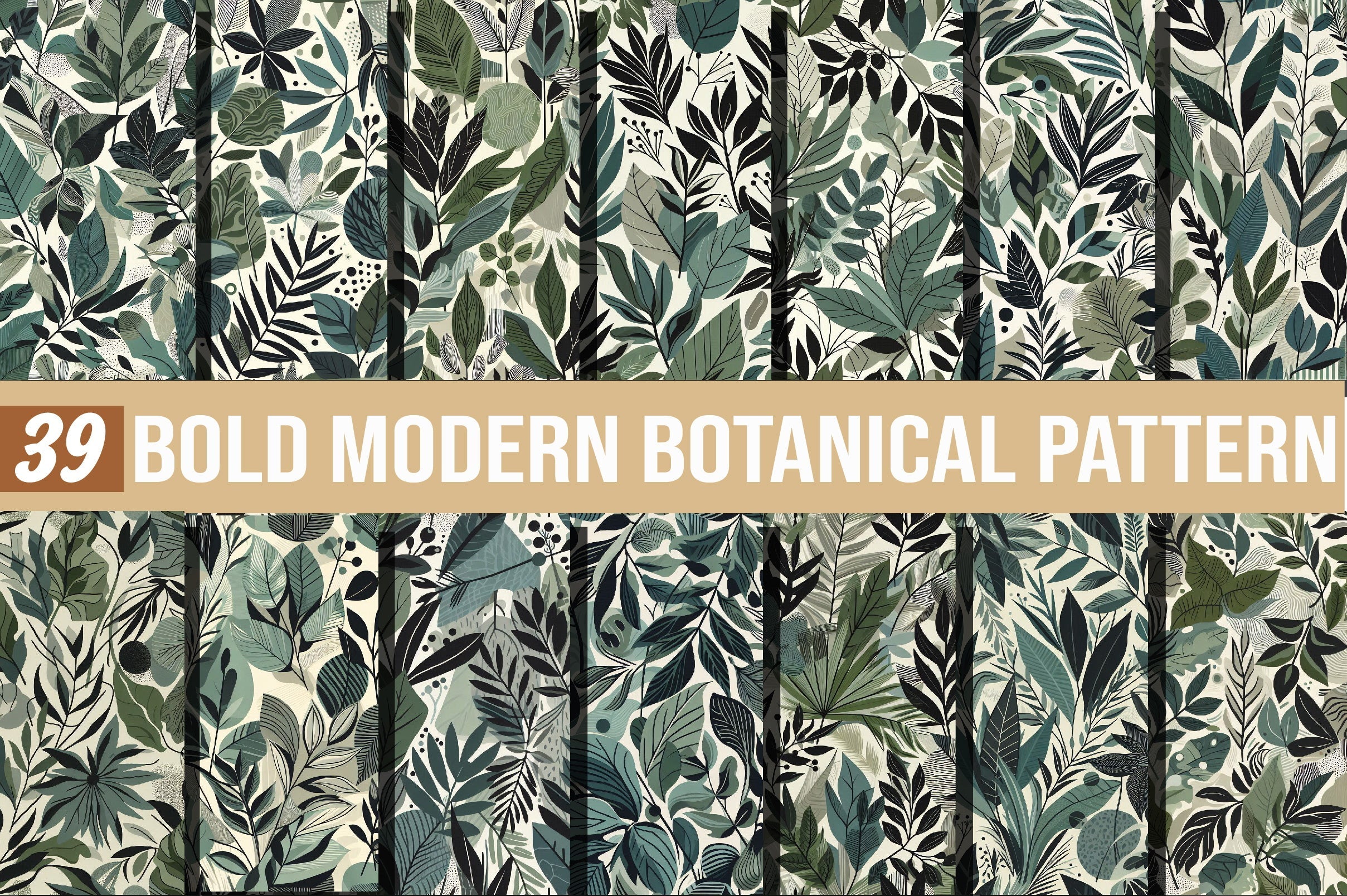 Bold Modern Botanical Pattern Clipart Bundle