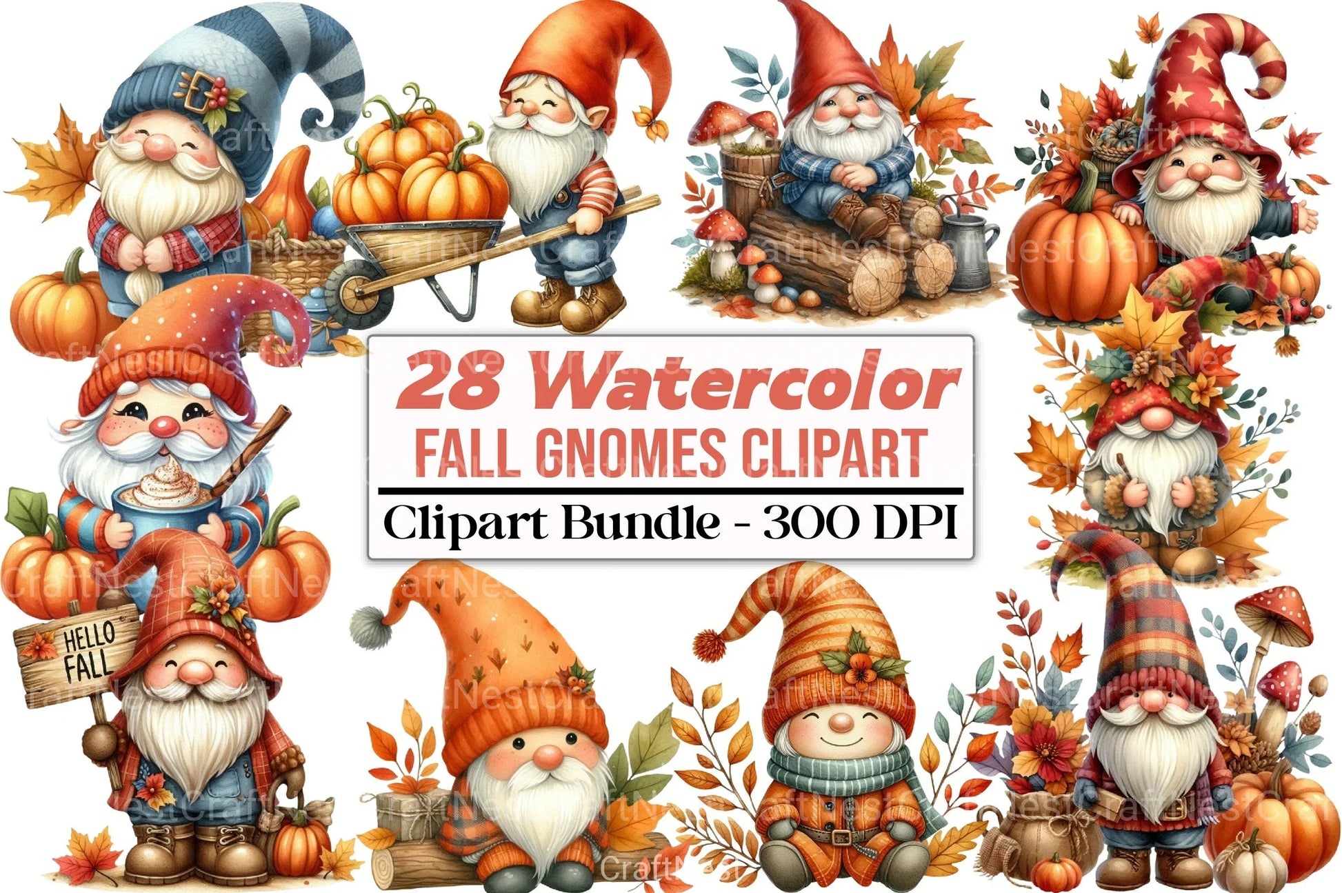 Fall Gnomes Clipart Bundle - CraftNest - Digital Crafting and Art