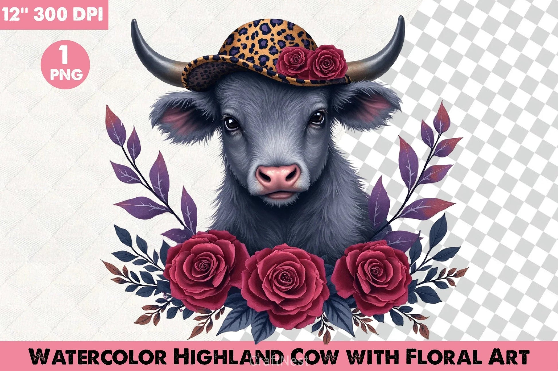 Highland Cow Floral Art Clipart Bundle - CraftNest - Digital Crafting and Art
