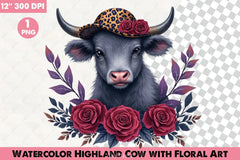 Highland Cow Floral Art Clipart Bundle - CraftNest - Digital Crafting and Art