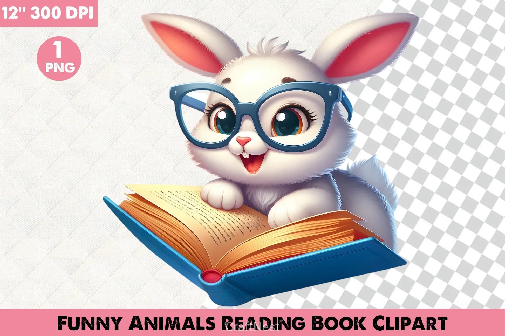 Funny Animals Reading Book Clipart Bundle - CraftNest - Digital Crafting and Art