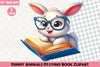 Funny Animals Reading Book Clipart Bundle