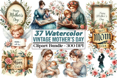 Vintage Mother's Day Clipart Bundle 1 - CraftNest - Digital Crafting and Art