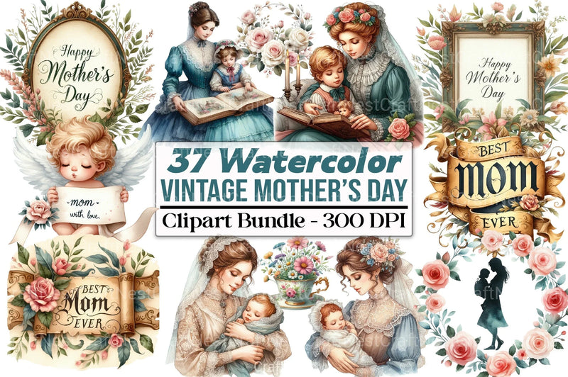 Vintage Mother's Day Clipart Bundle 1 - CraftNest - Digital Crafting and Art