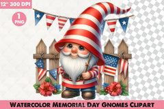 Memorial Day Gnomes Clipart Bundle 1 - CraftNest - Digital Crafting and Art