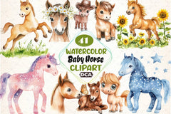 Whimsical Baby Horse Clipart Bundle - CraftNest - Digital Crafting and Art