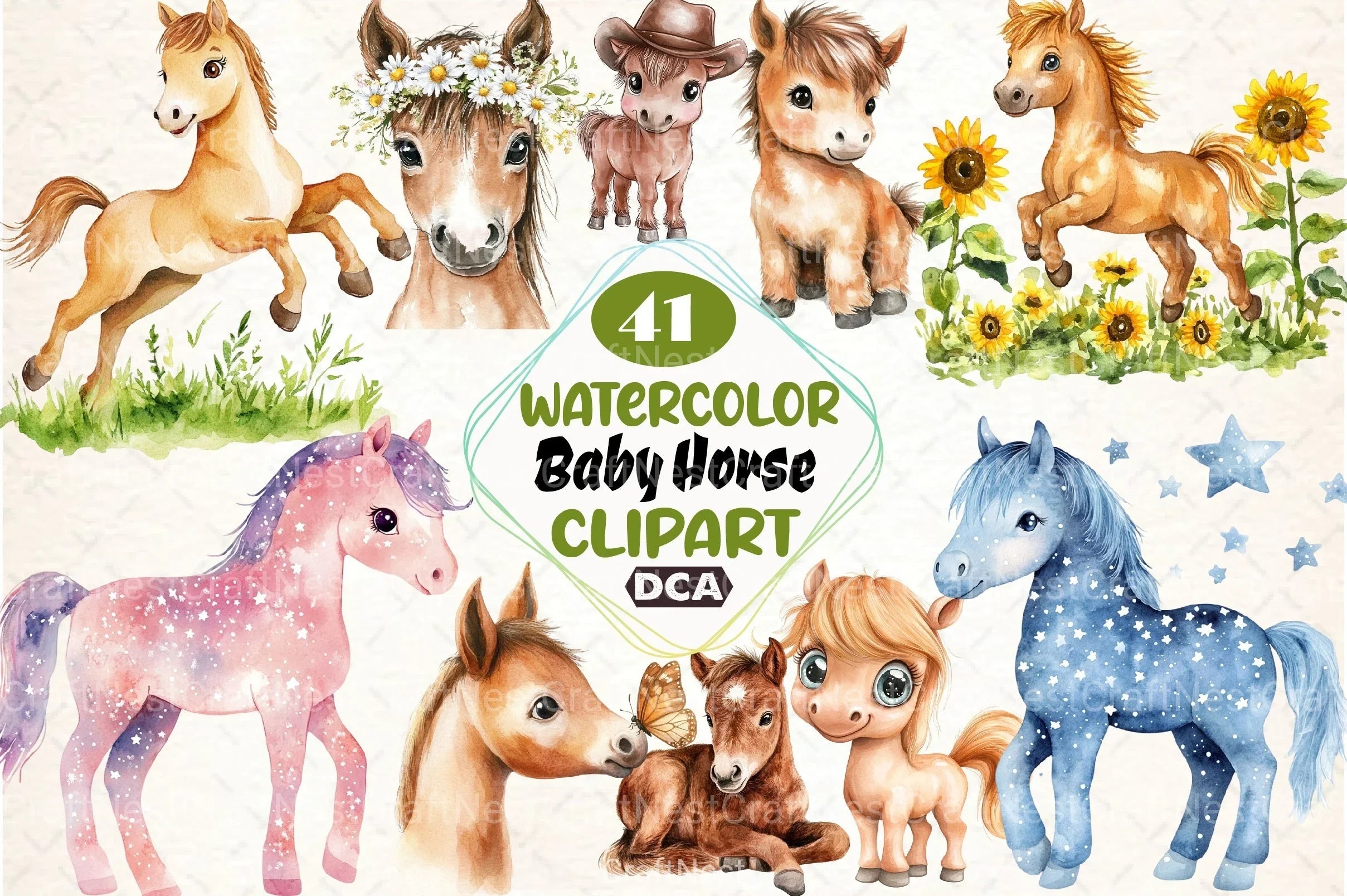 Whimsical Baby Horse Clipart Bundle - CraftNest - Digital Crafting and Art