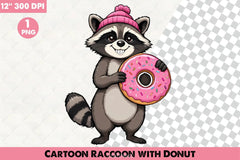 Cartoon Raccoon Donut Clipart Bundle - CraftNest - Digital Crafting and Art