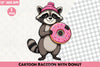 Cartoon Raccoon Donut Clipart Bundle