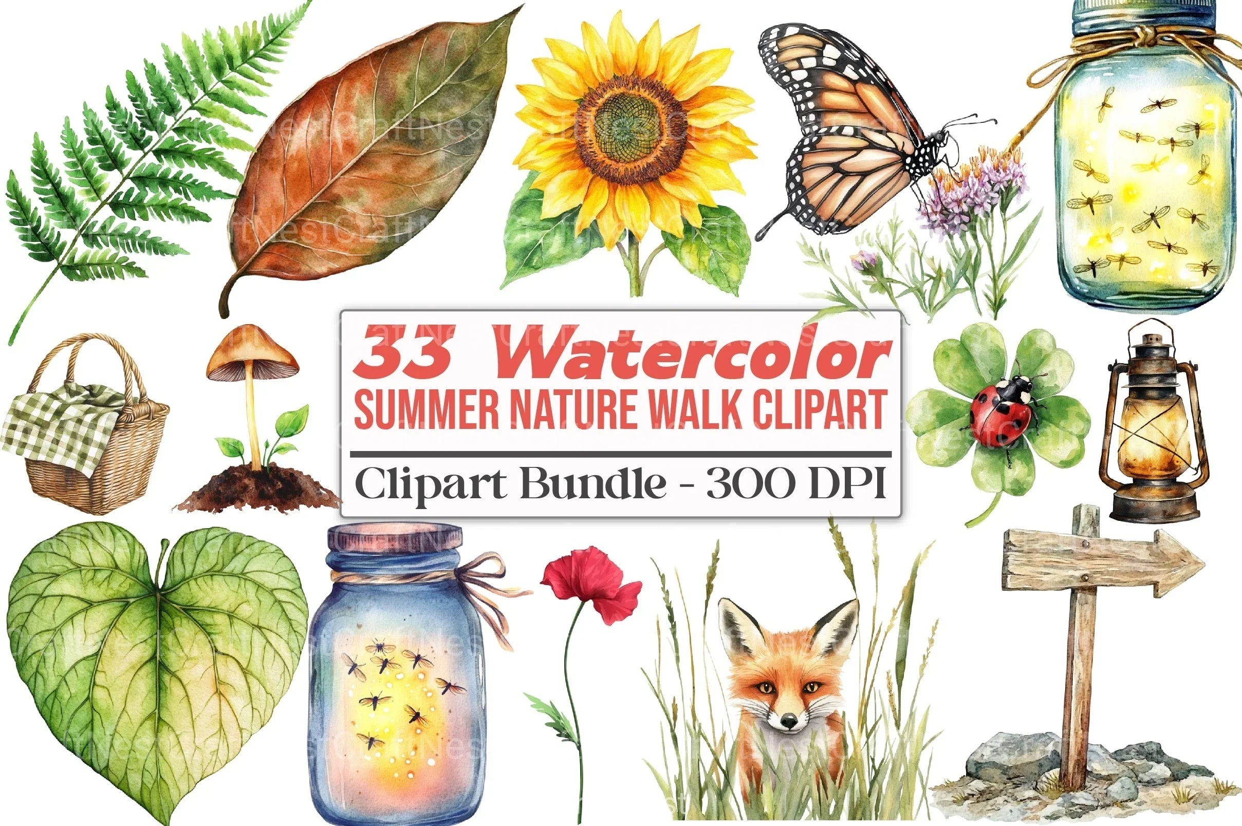 Summer Nature Walk Clipart Bundle - CraftNest - Digital Crafting and Art