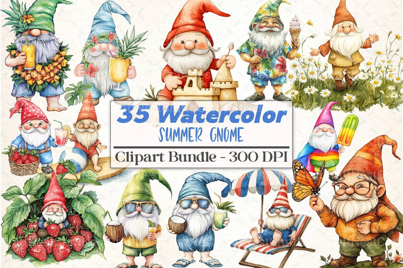 Summer Gnome Clipart Bundle 8 - CraftNest - Digital Crafting and Art