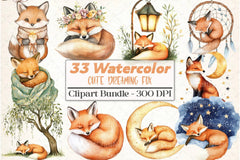Cute Dreaming Fox Boho Clipart Bundle - CraftNest - Digital Crafting and Art