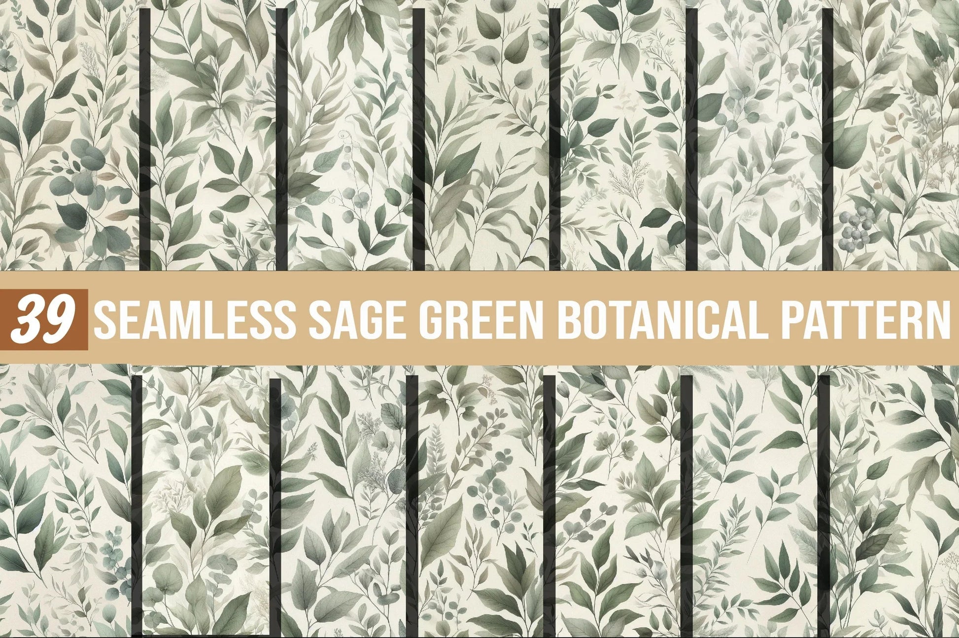 Seamless Sage Green Botanical Pattern Digital Paper - CraftNest - Digital Crafting and Art