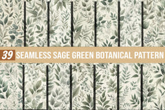 Seamless Sage Green Botanical Pattern Digital Paper - CraftNest - Digital Crafting and Art