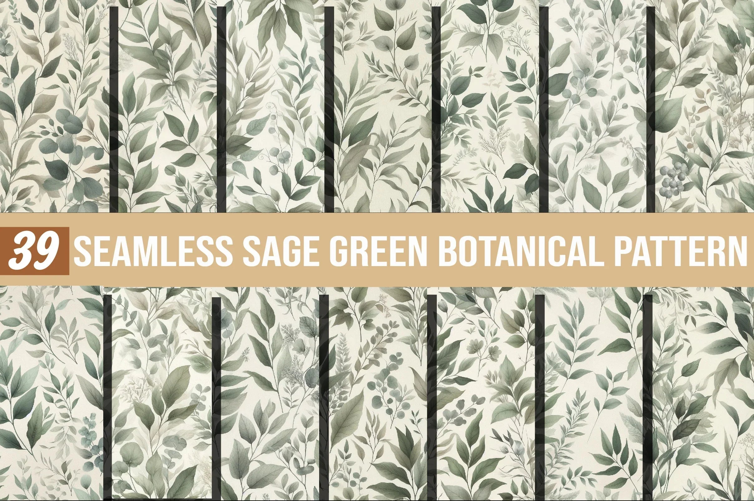 Seamless Sage Green Botanical Pattern Digital Paper - CraftNest - Digital Crafting and Art