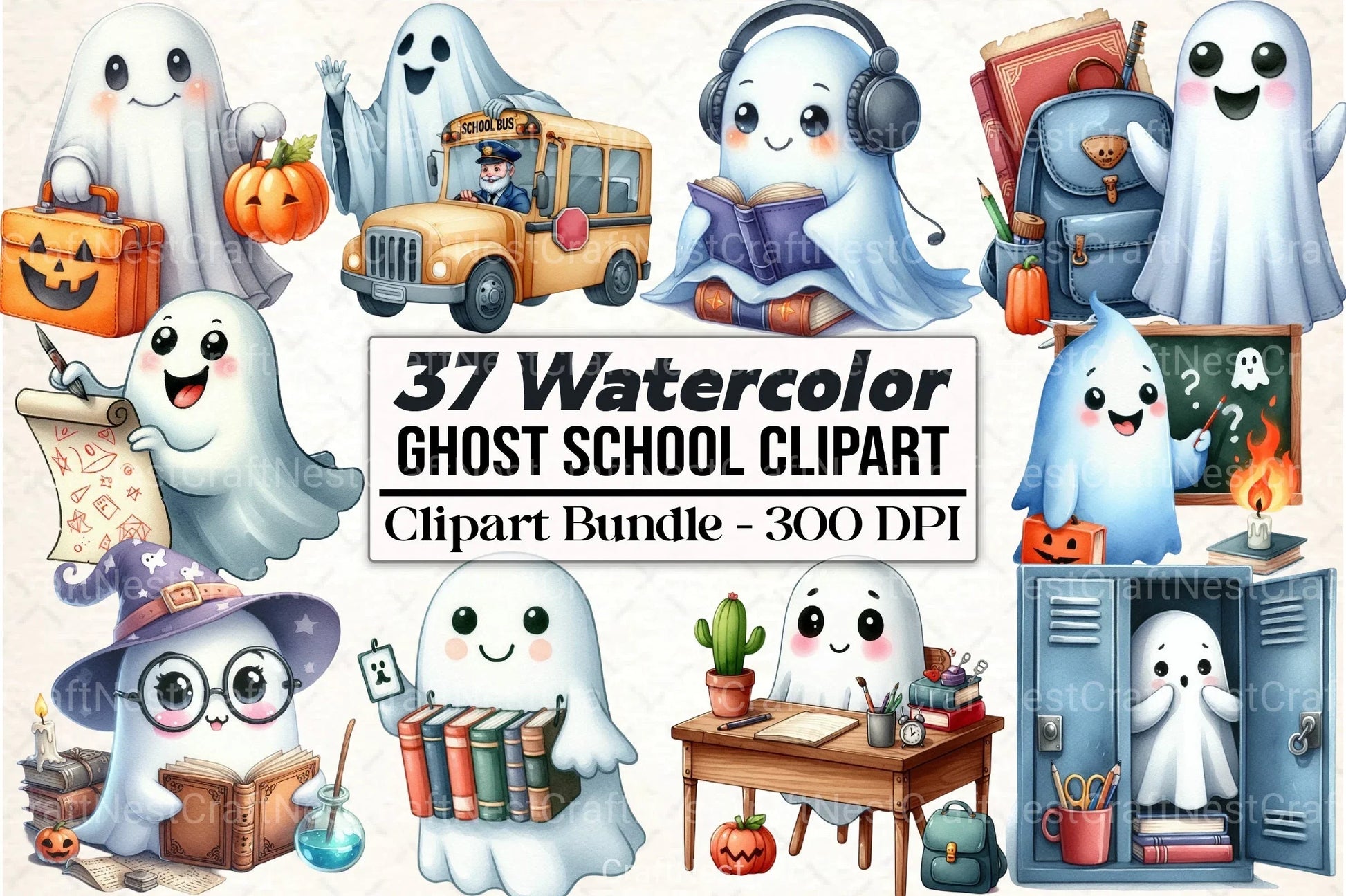 Ghost School Clipart Bundle - CraftNest - Digital Crafting and Art