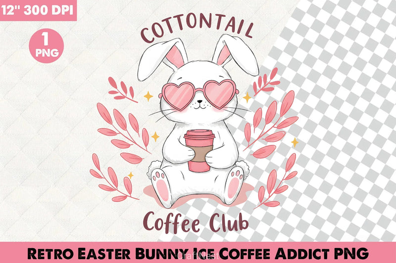 Retro Easter Bunny Iced Coffee Clipart - CraftNest - Digital Crafting and Art