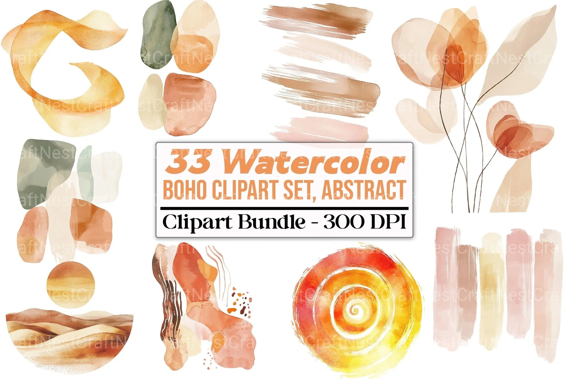 Boho Abstract Clipart Bundle Set - CraftNest - Digital Crafting and Art