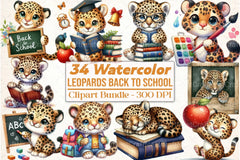 Baby Leopards Back to School Clipart Bundle - CraftNest - Digital Crafting and Art