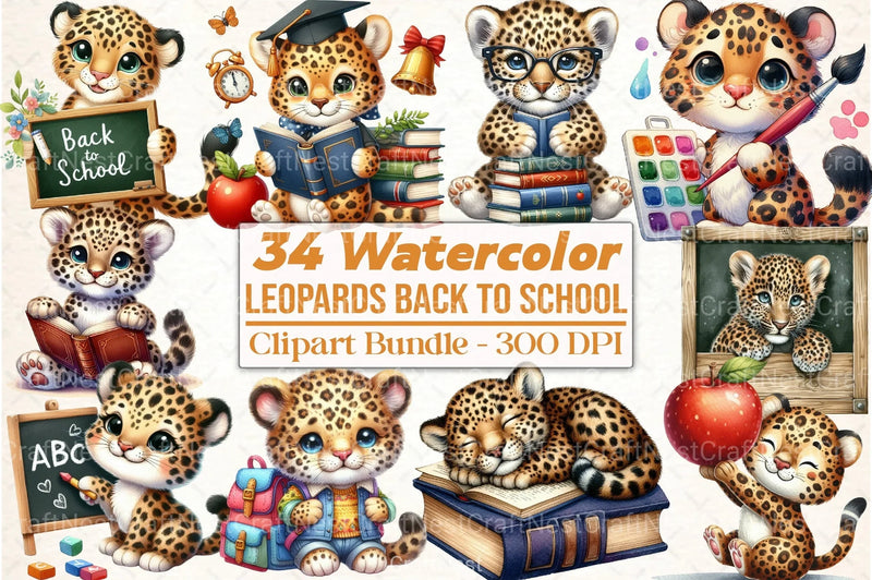 Baby Leopards Back to School Clipart Bundle - CraftNest - Digital Crafting and Art