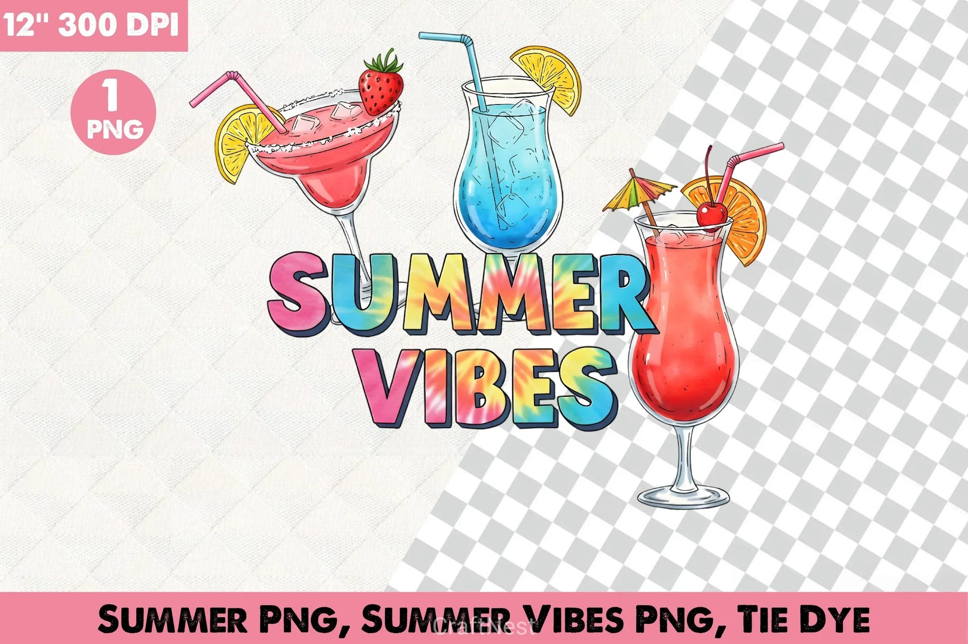 Summer Vibes Tie Dye Clipart Bundle - CraftNest - Digital Crafting and Art