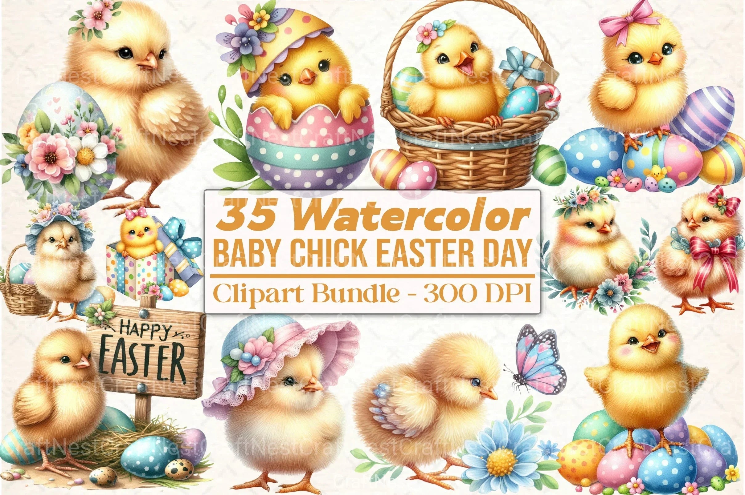 Easter Baby Chick Clipart Bundle - CraftNest - Digital Crafting and Art