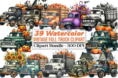 Vintage Fall Truck Clipart Bundle - CraftNest - Digital Crafting and Art