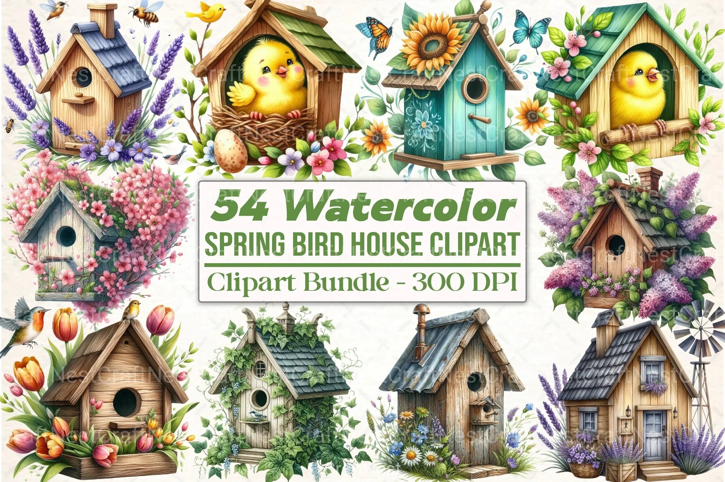 Spring Birdhouse Clipart Bundle 99 - CraftNest - Digital Crafting and Art