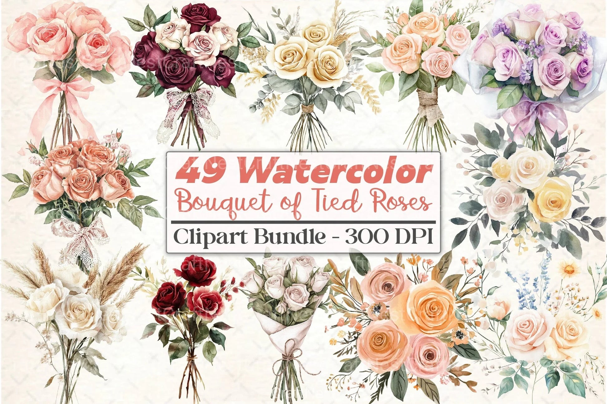 Boho Roses Clipart Bundle - CraftNest - Digital Crafting and Art