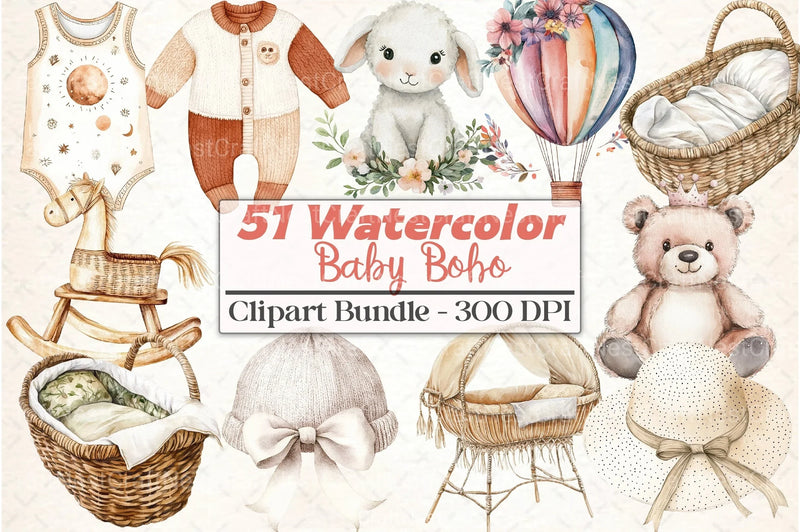 Baby Boho Clipart Bundle - CraftNest - Digital Crafting and Art