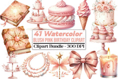 Blush Pink Birthday Clipart Bundle - CraftNest - Digital Crafting and Art