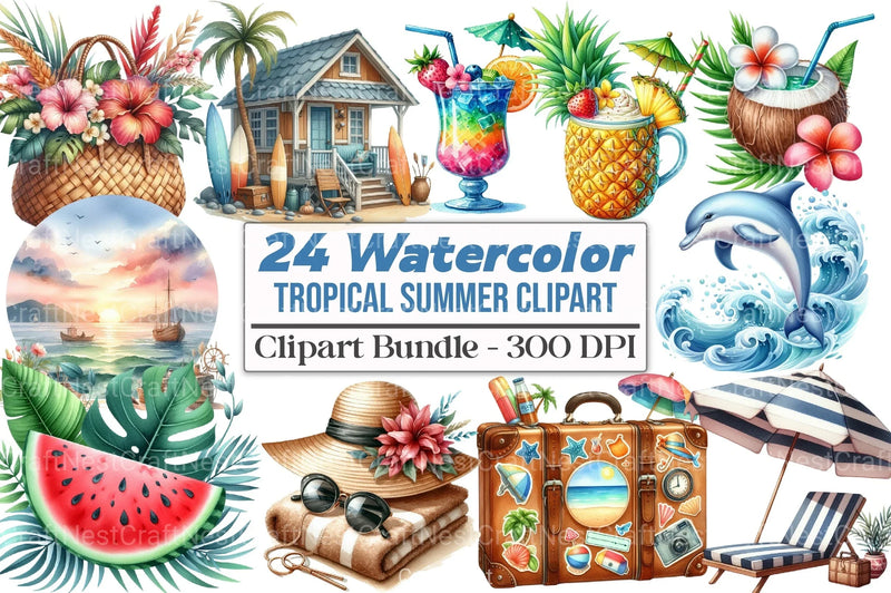 Tropical Summer Vacation Beach Clipart Bundle 99 - CraftNest - Digital Crafting and Art