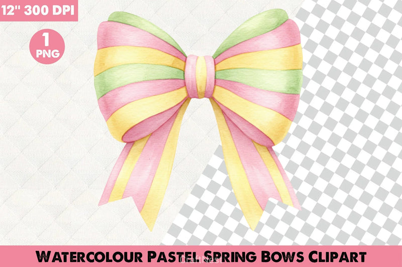 Watercolour Pastel Spring Bows Clipart Bundle 8 - CraftNest - Digital Crafting and Art