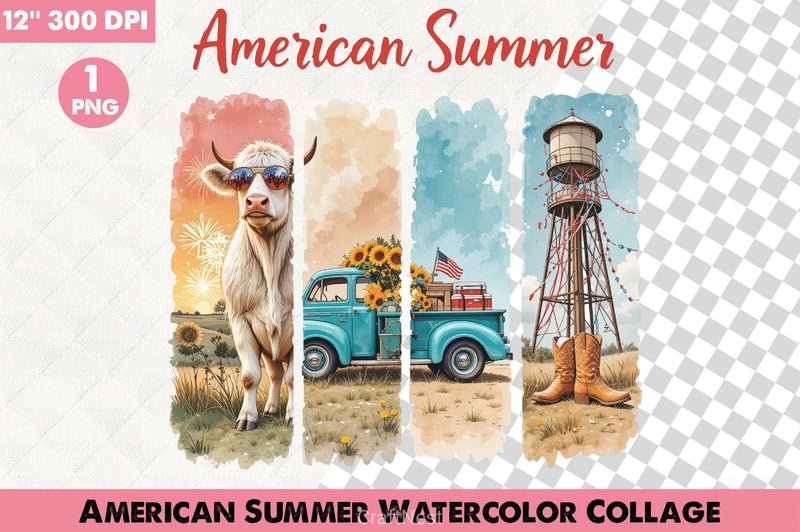American Summer Collage Clipart Bundle - CraftNest - Digital Crafting and Art