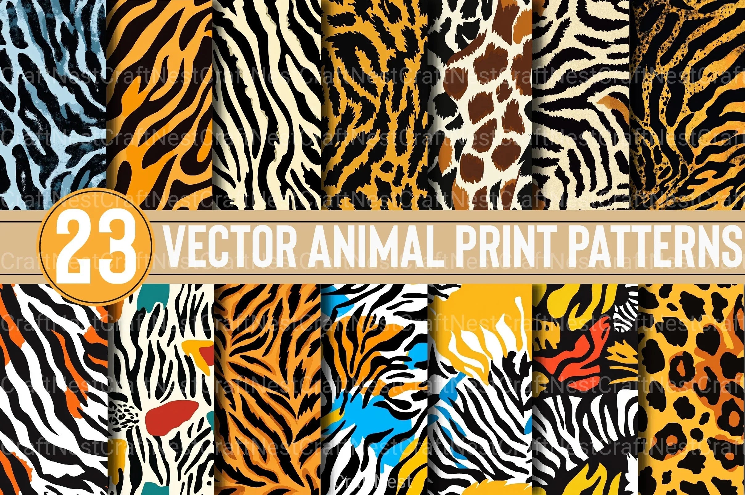 Vector Animal Print Patterns Clipart Bundle