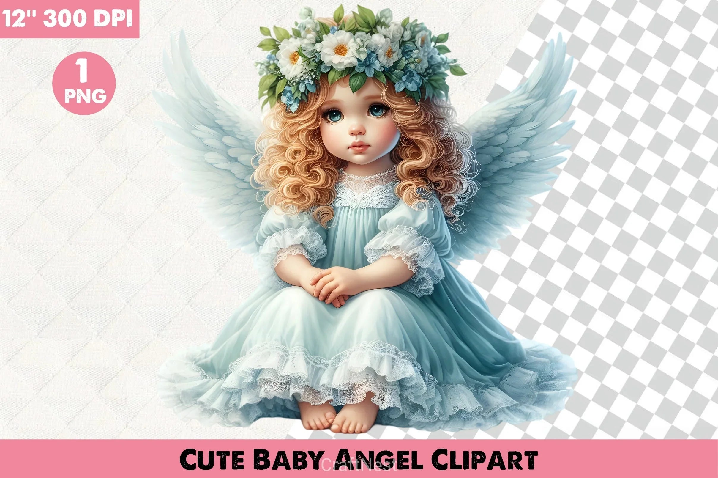 Cute Baby Angel Clipart Bundle - CraftNest - Digital Crafting and Art