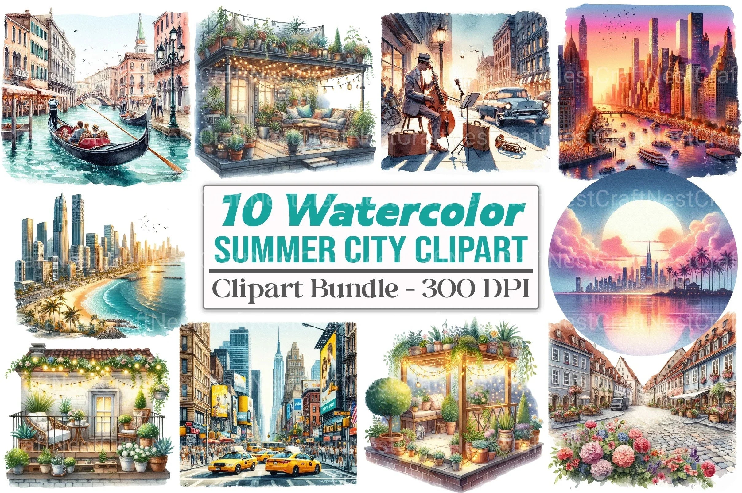 Summer City Clipart Bundle 154 - CraftNest - Digital Crafting and Art