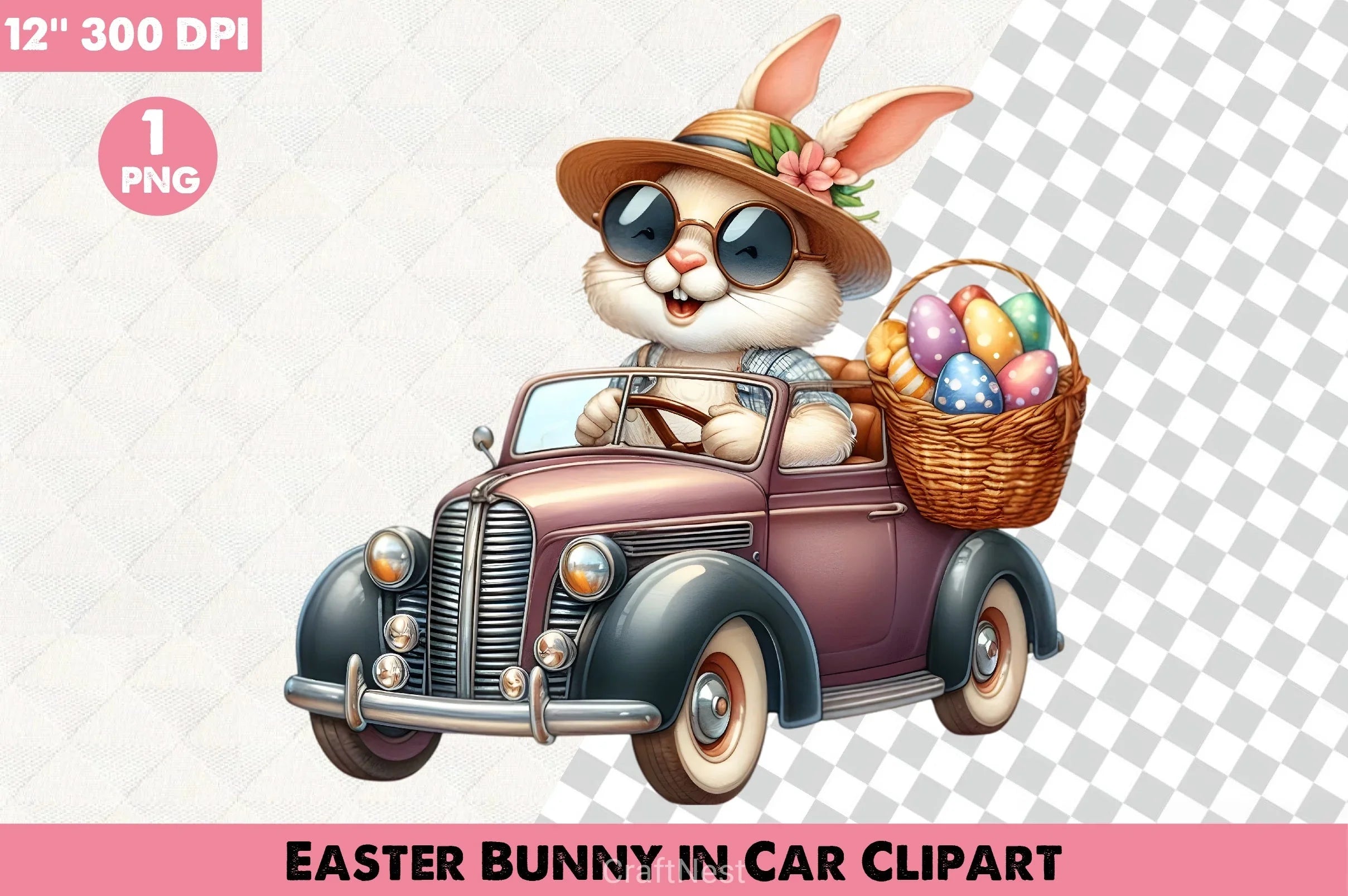 Easter Bunny Car Clipart Bundle - CraftNest - Digital Crafting and Art