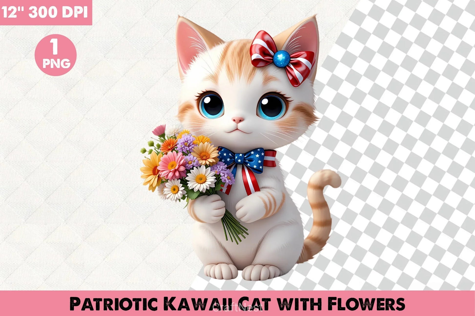 Patriotic Kawaii Cat Clipart Bundle - CraftNest - Digital Crafting and Art