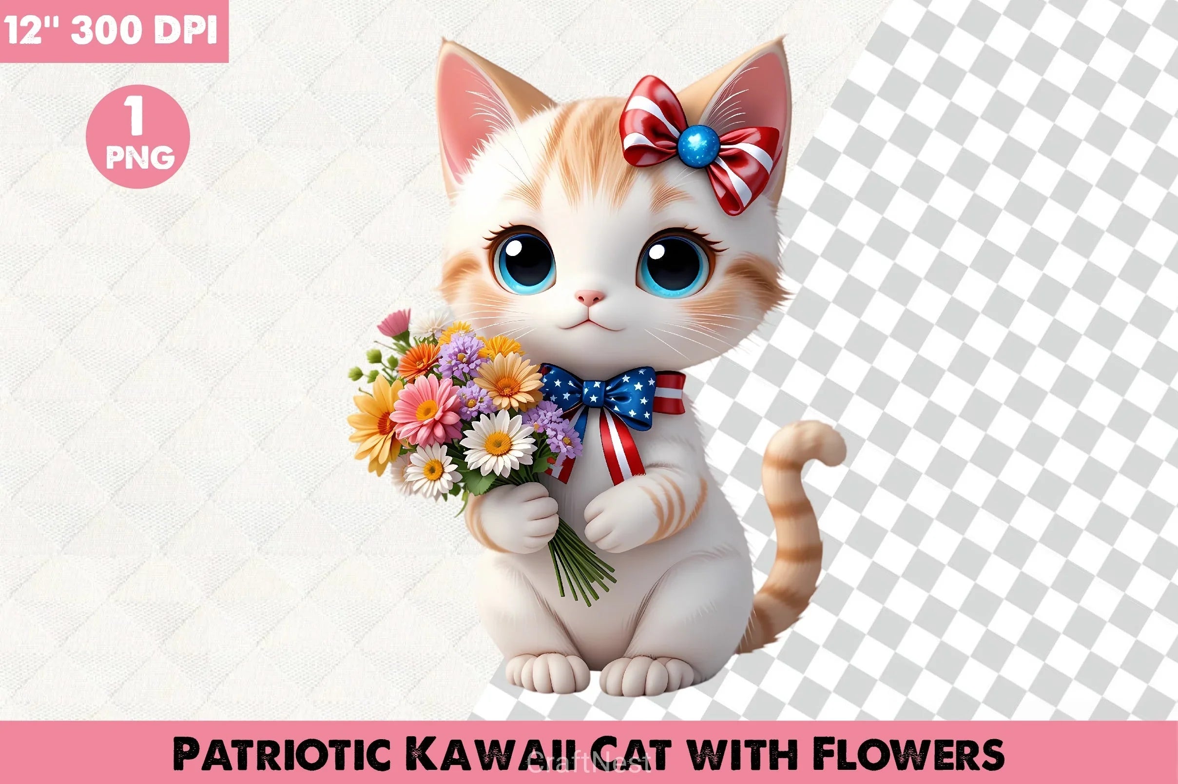 Patriotic Kawaii Cat Clipart Bundle - CraftNest - Digital Crafting and Art
