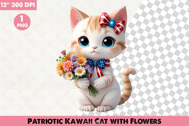 Patriotic Kawaii Cat Clipart Bundle - CraftNest - Digital Crafting and Art