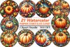 Round Pumpkin Stained Glass Clipart Bundle