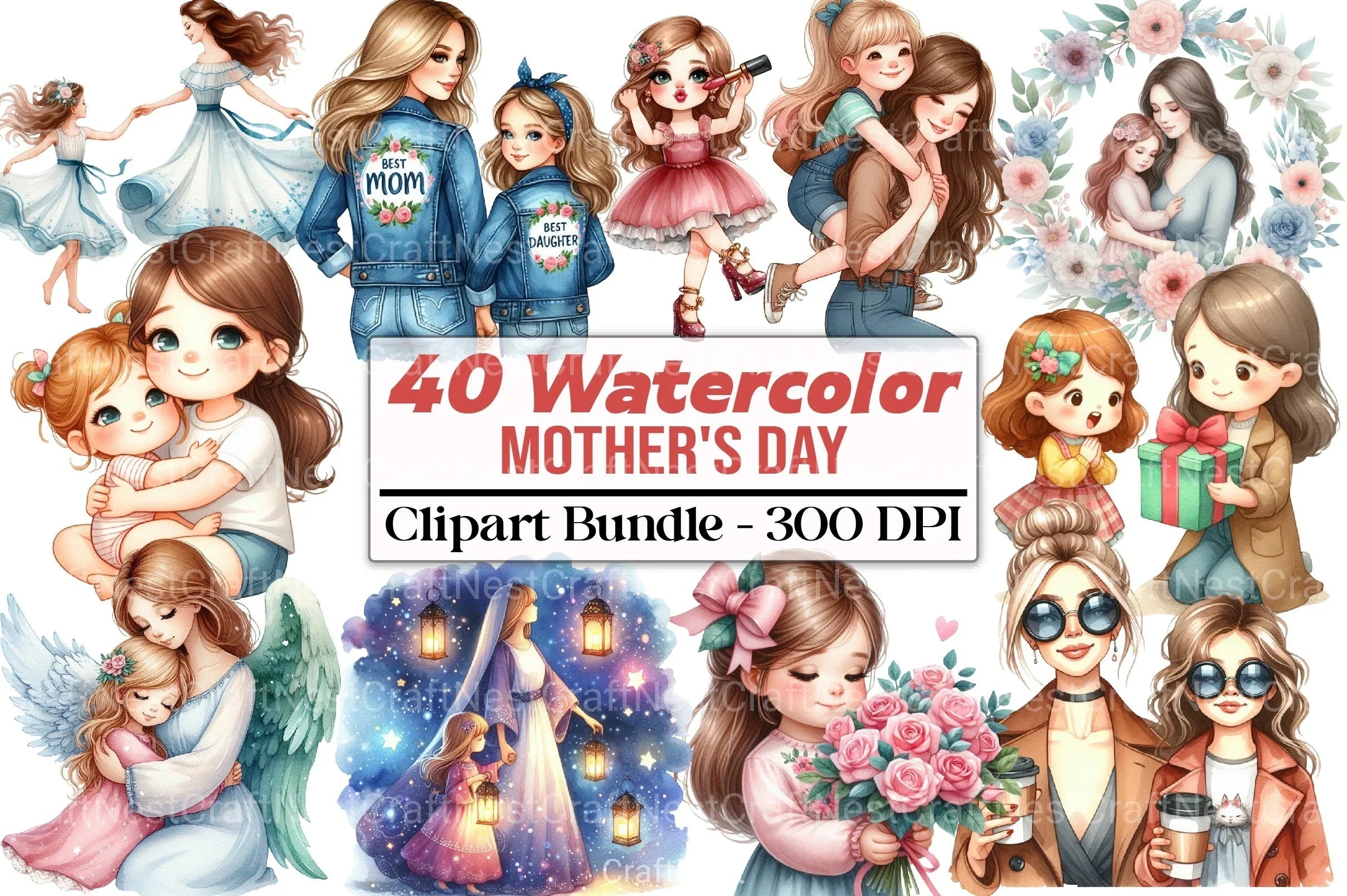 Mother's Day Girl Clipart Bundle 99 - CraftNest - Digital Crafting and Art