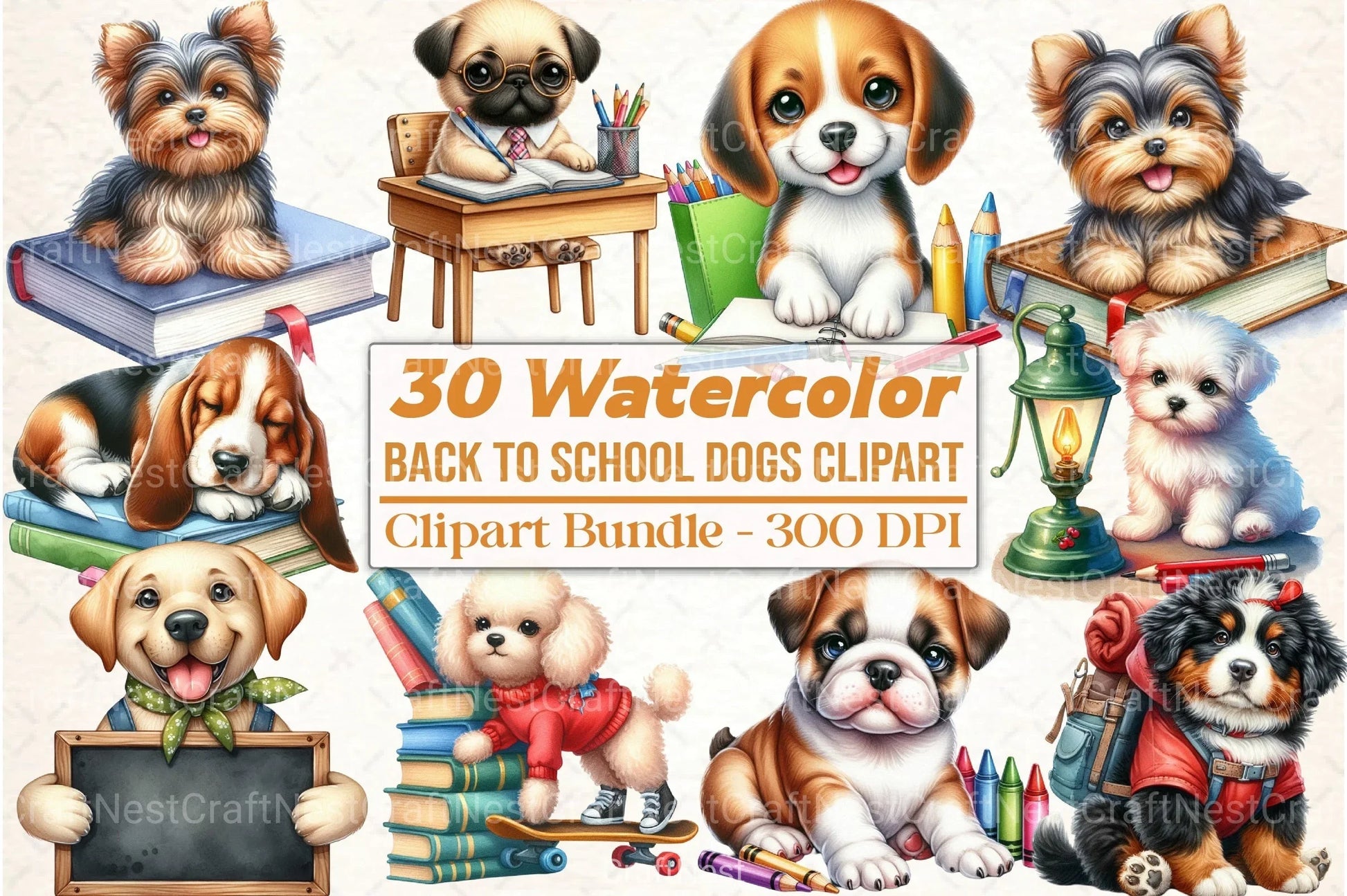 Back to School Dogs Clipart Bundle - CraftNest - Digital Crafting and Art
