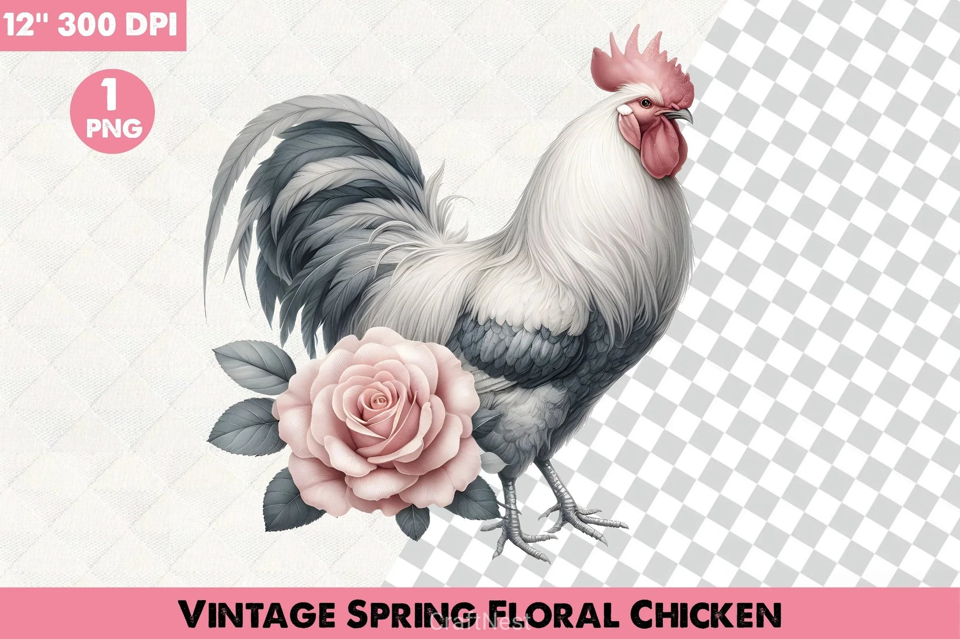 Vintage Spring Floral Chicken Clipart Bundle 2 - CraftNest - Digital Crafting and Art
