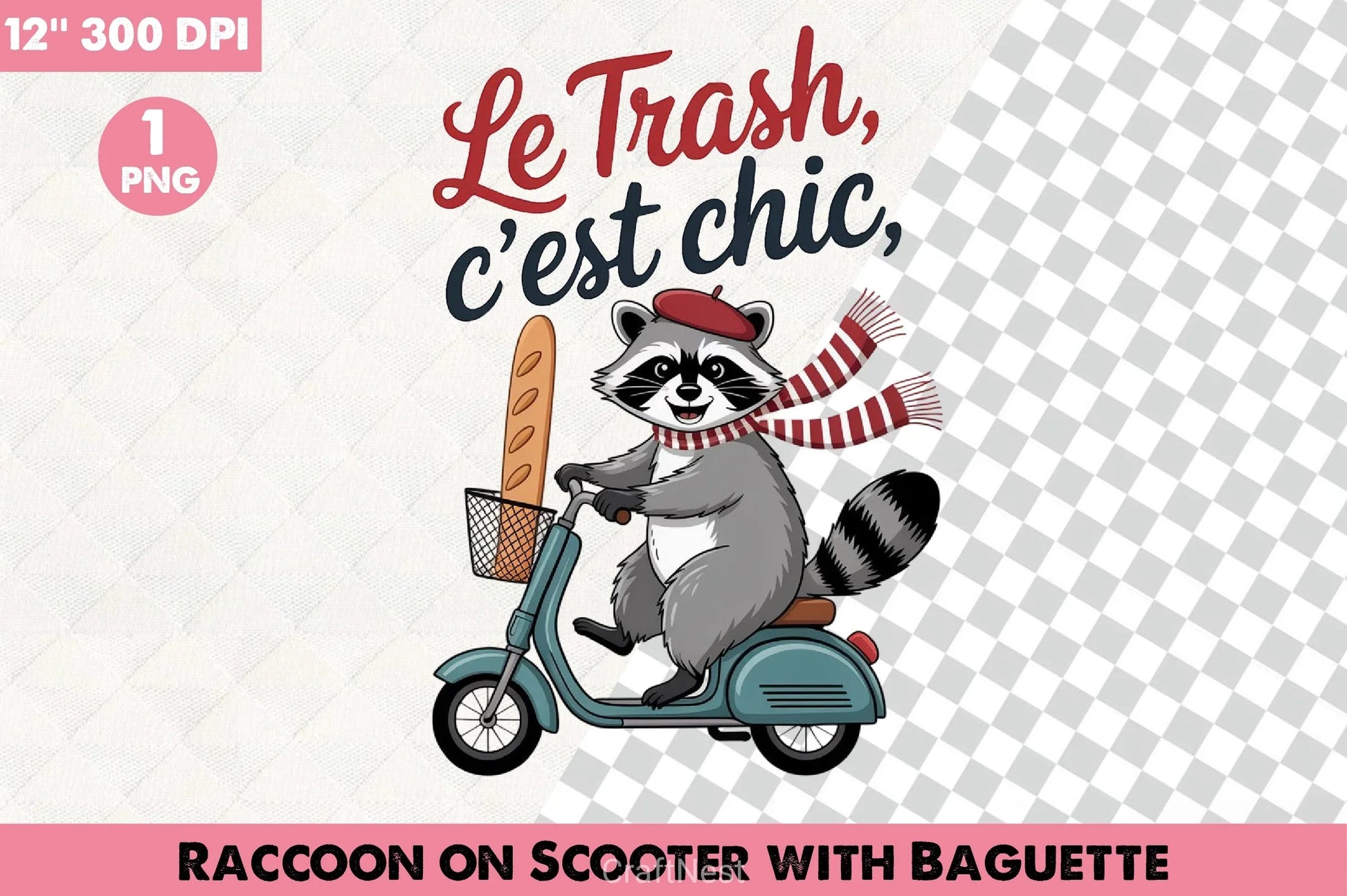 Raccoon Scooter Baguette Clipart Bundle - CraftNest - Digital Crafting and Art