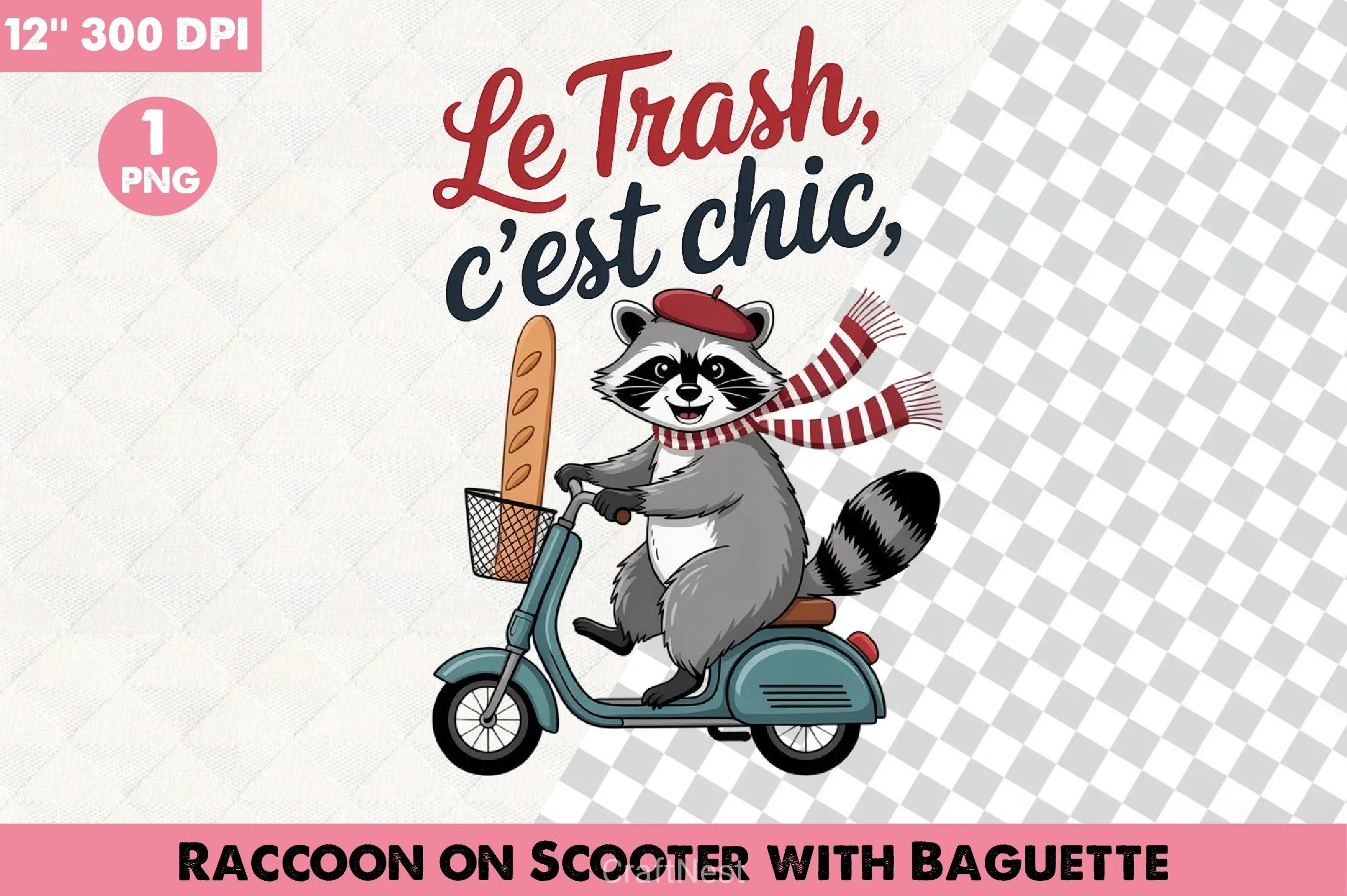 Raccoon Scooter Baguette Clipart Bundle - CraftNest - Digital Crafting and Art