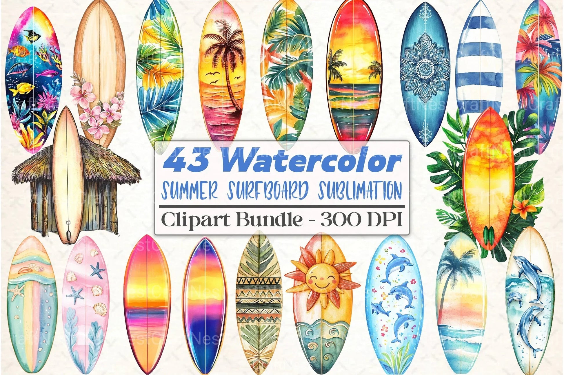 Summer Surfboard Clipart Bundle 99 - CraftNest - Digital Crafting and Art