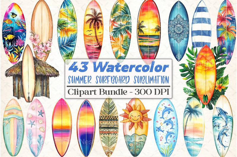 Summer Surfboard Clipart Bundle 99 - CraftNest - Digital Crafting and Art