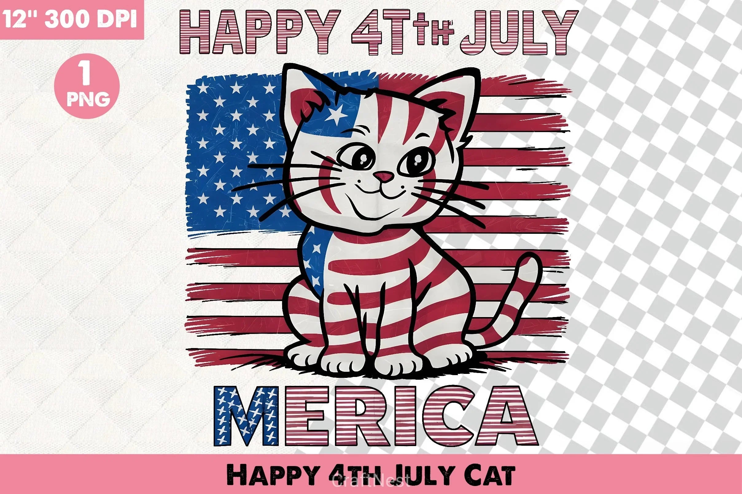 Happy 4th July Cat Clipart Bundle - CraftNest - Digital Crafting and Art